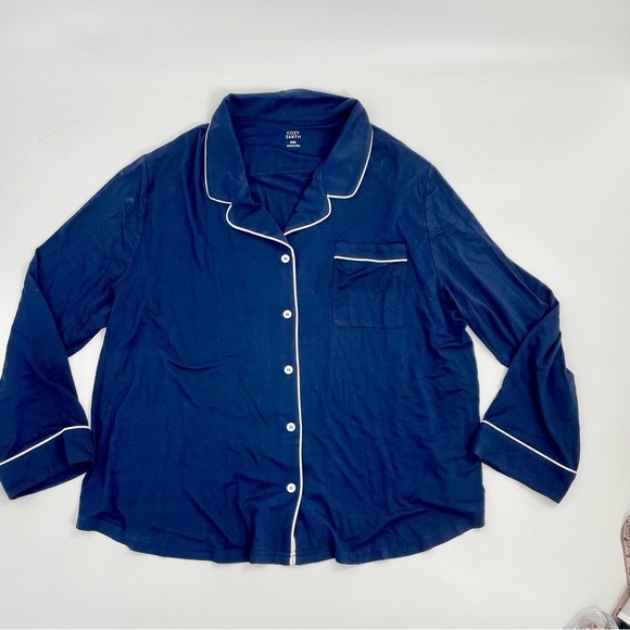 NWT COZY EARTH Navy Long Sleeve Bamboo Pajama Top Button Down Sleep Shirt‎ XXXL - Picture 5 of 14